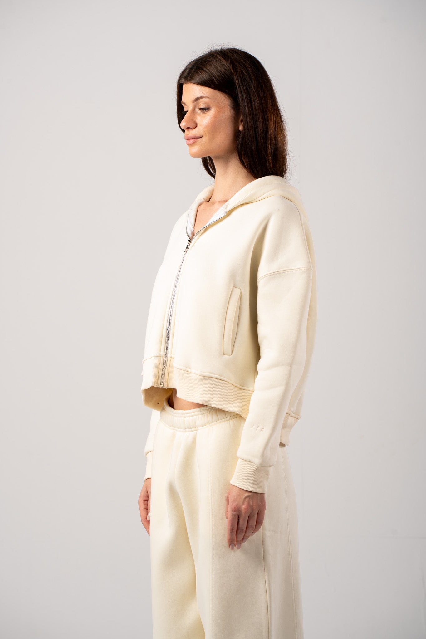 Cropped Zip-Up Hoodie